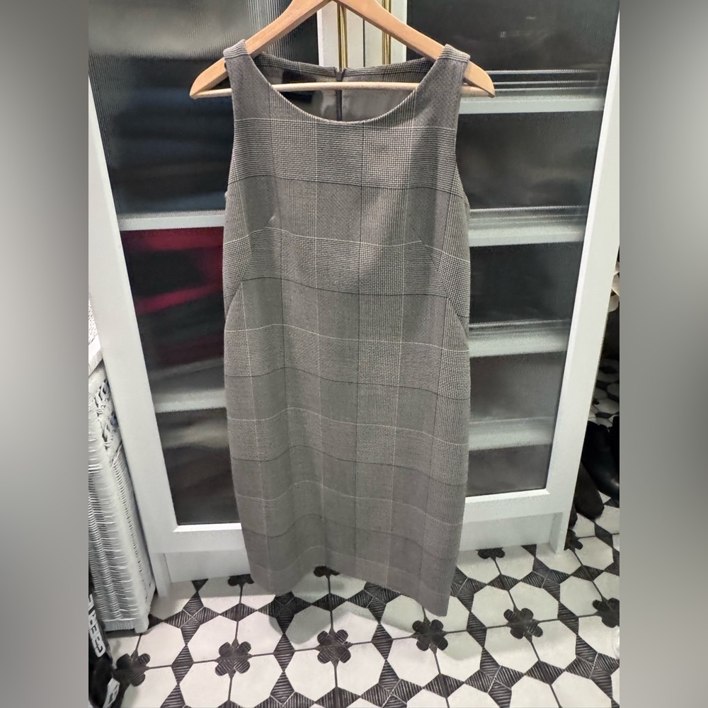 Akris Wool Gray Plaid Shift Dress